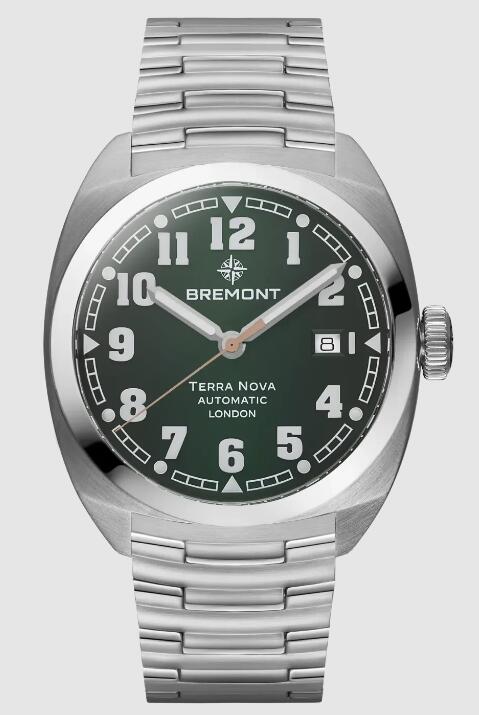 Best Bremont TERRA NOVA 40.5 DATE green Dial steel strap Replica Watch